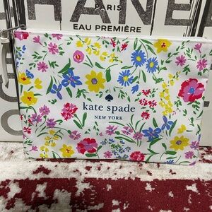 Kate Spade New England Vibrant Multi-Color Floral Canvas Pouch
